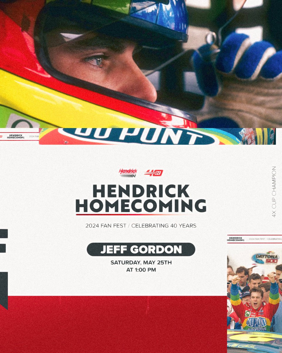 We're thrilled to announce our first Hendrick Homecoming guest is none other than @jeffgordonweb! Want to score an autograph session with the racing legend? Enter now for a chance to meet Jeff Gordon on Saturday, May 25, at 1:00 PM. ---> 🔗 bit.ly/3JjT7pt