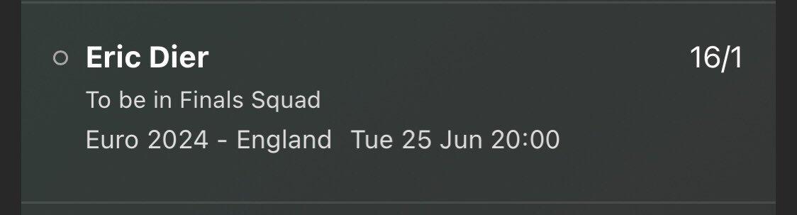 ProofPoints's tweet photo. 1 pt bet purely based on him starting for Bayern was excellent tonight and England aren’t blessed with options could be slashed by tomorrow https://t.co/pNTVjkDQMk