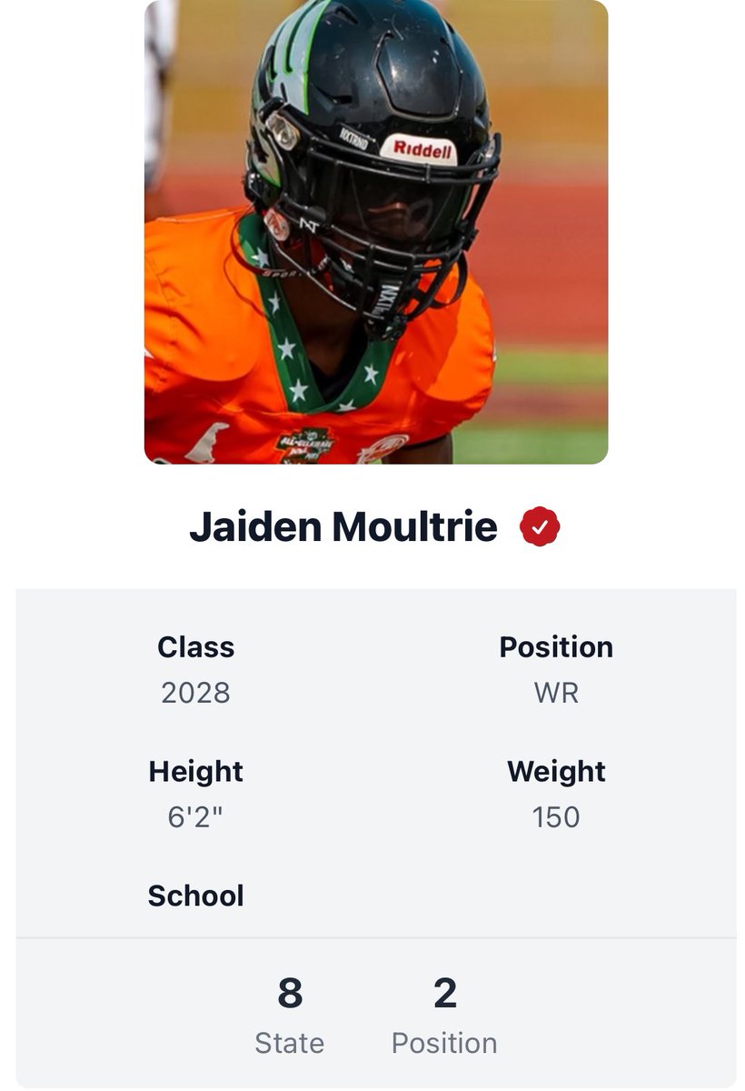Jaiden Moultrie (@jaid2n_) on Twitter photo #AGTG blessed to be ranked #8 in delaware and #2 receiver in delaware #AGTG blessed to be ranked #8 in delaware and #2 receiver in delaware