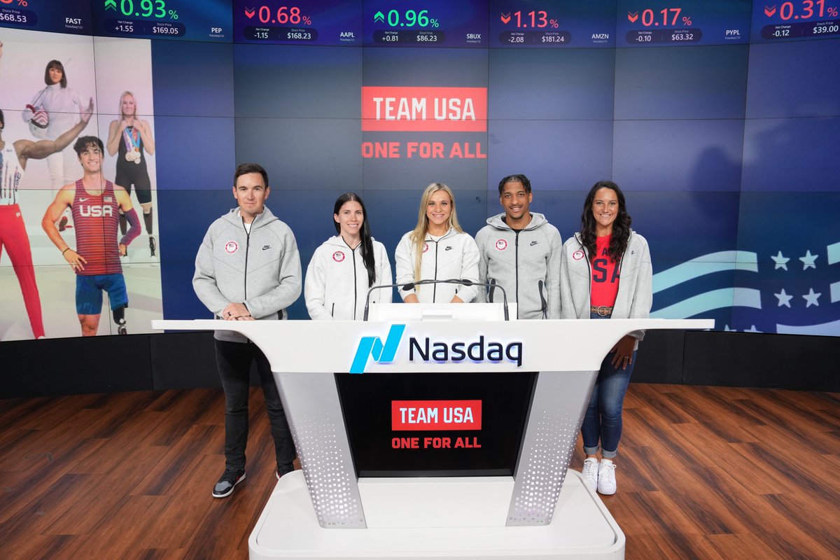 Let the games begin! 🏅 It’s the final countdown as @TeamUSA joins us for the @NasdaqExchange Closing Bell to celebrate 💯 days until the Paris 2024 Olympics, which begins July 26 and runs through August 11. 🗓️ 🇺🇸The United States Olympic & Paralympic Committee empowers the