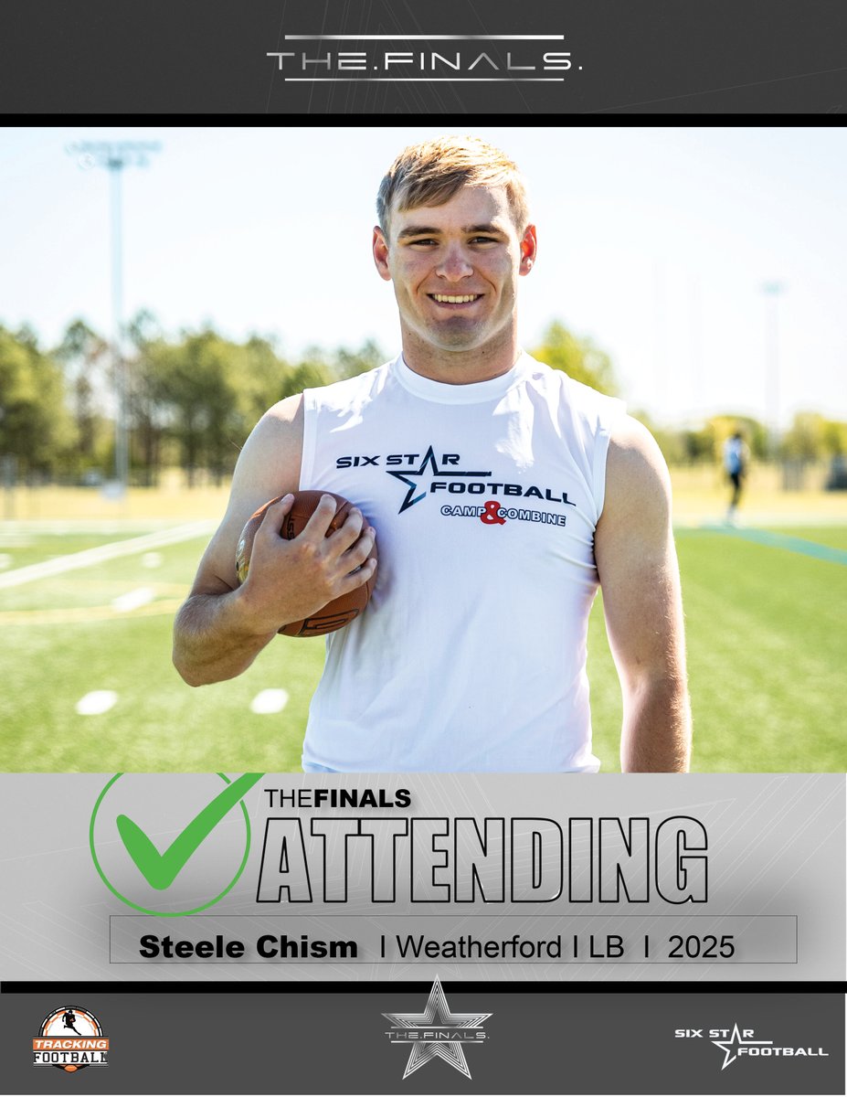 TheFINALS ATTENDING | Steele Chism ★★★★★★ ⭐️Excited to announce 2025 Steele Chism will be attending TheFINALS in Kansas City! ⭐️Was a standout performer at the OK Showcase! 📆 May 25 📍 Ray-Pec (MO) HS #TheFINALS I @steelechism INFO/REGISTER sixstarfootball.com/six-star-footb…