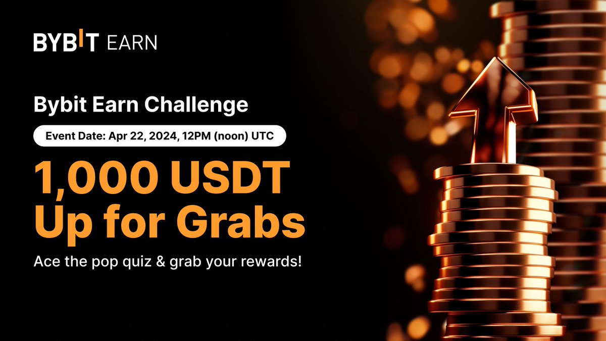 🔥 Don't miss the adrenaline-fueled Bybit Earn Challenge livestream! 💰 With 10,000 #USDT to his name, our ByBuddy is ready for some high-stakes action 😎 📆 Tune in April 22, 2024, 12PM UTC! 💡 Ace our quiz for a share of the 1,000 $USDT prize pool: i.bybit.com/1lPLabxR