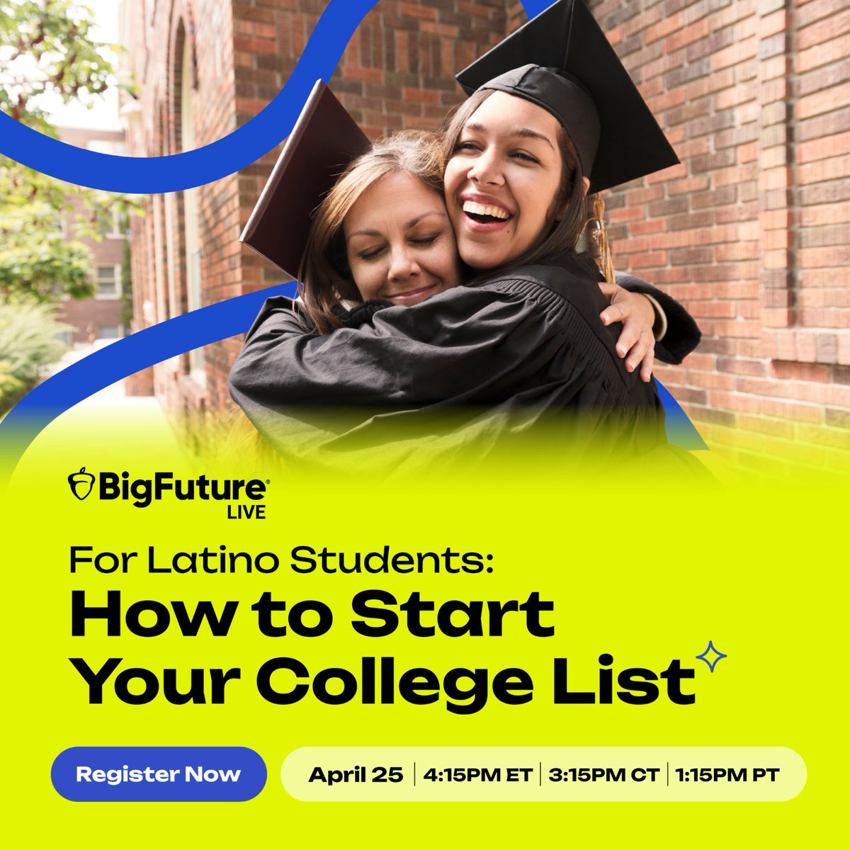 Starting a college list? Join us for #BigFuture Live’s April 25 event tailored for Latino students. We’ll answer questions about: •Different educational paths •Schools that embrace your heritage •What to look for in a college 🔗 Register now: spr.ly/6017bGr0V
