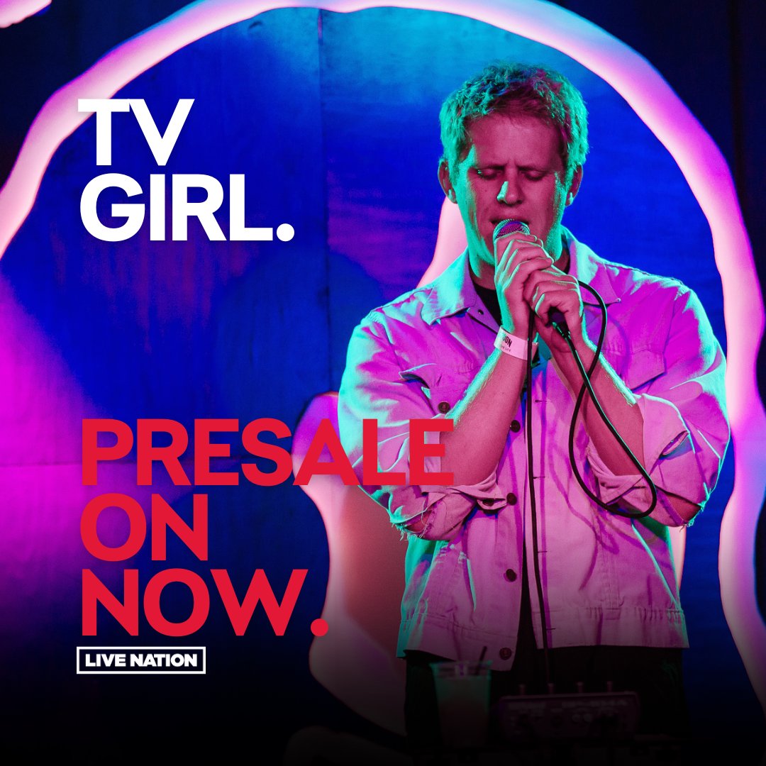 . @TVGirlz presale is on NOW! ☀️ Their music blends '60s French pop with SoCal soul, all with a sharp wit and edge. Get presale tickets now: lvntn.com/TVGirlNz24 #TVGirl #Indie #liveTour