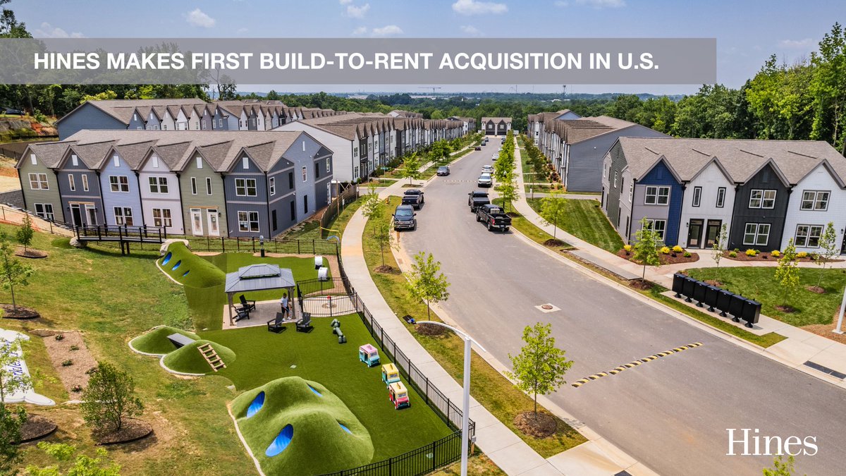 Hines's tweet photo. Hines makes first build-to-rent acquisition in U.S.

Hines U.S. Property Partners (HUSPP) has acquired Blu South, a best-in-class, build-to-rent (BTR) community located in Pineville, North Carolina.

https://t.co/dyIIMpFHgy

#RealEstate #MarketingCommunication #BuiltToRent https://t.co/VBrPzJZIac