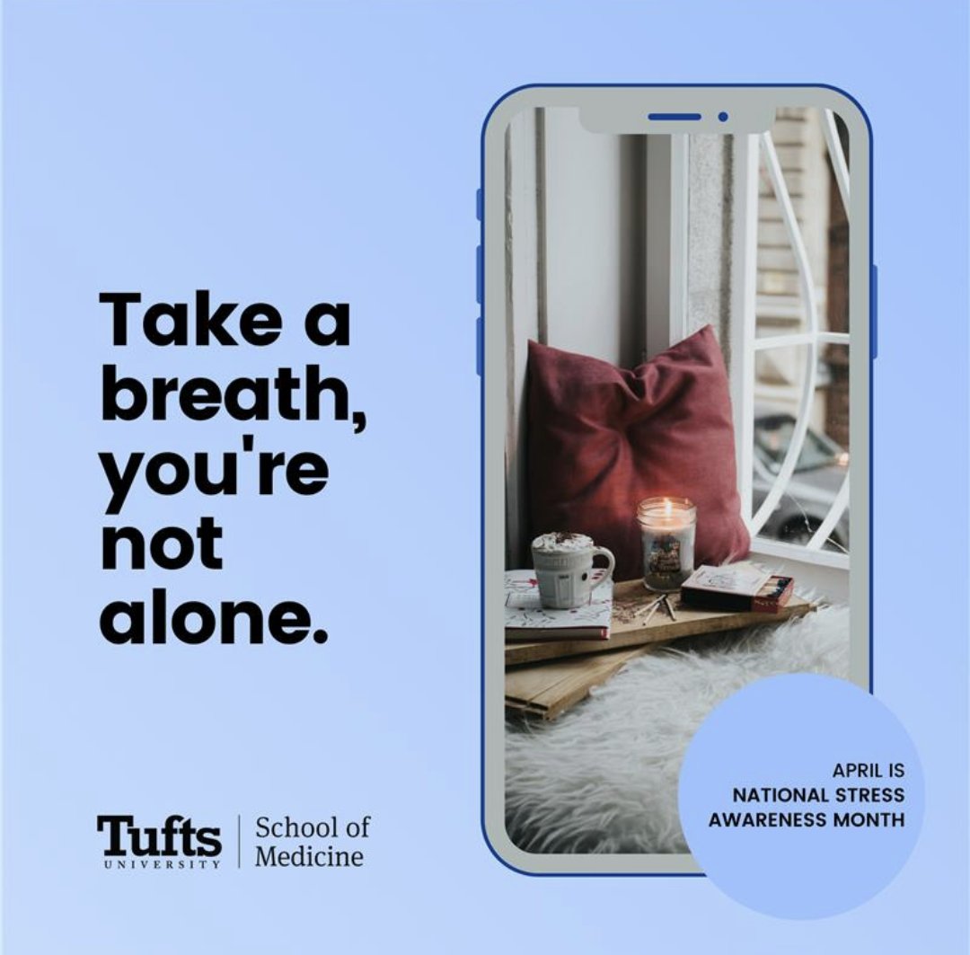 Learn to take a breather, Jumbos. 💙

Remember: 
✅ Perfection doesn't exist
✅ Your health + happiness comes first
✅ Sleep and sustenance matters

#nationalstressawareness
#April2024
#tuftsmed