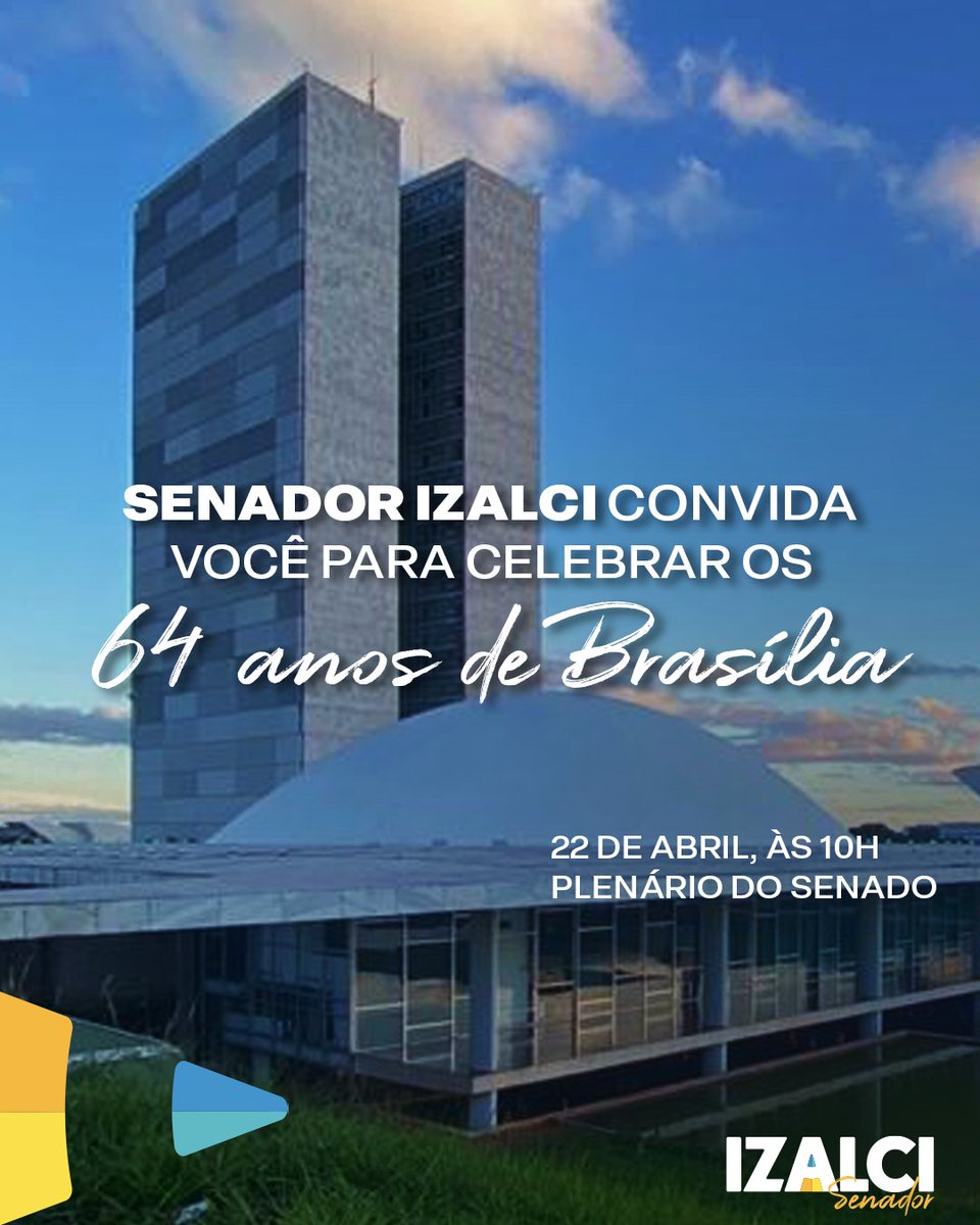 Vamos juntos celebrar mais um aniversário da nossa cidade. Participe! ⏱️ Segunda-feira (22/05), às 10h 📍 Local: Plenário do Senado Federal Entrada gratuita.