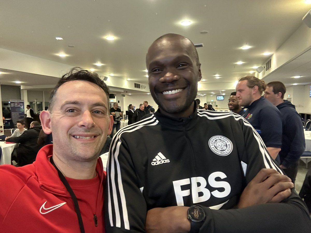 Great to meet John Olaleye at @LCFC tonight at @EnglandFootball third E, D & I in grassroots football event. Well done to Omari Elliott @PaulKirton_ and @AnwarU01 for the hard work in putting it together. Happy to come along for the ride and meet so many passionate people.