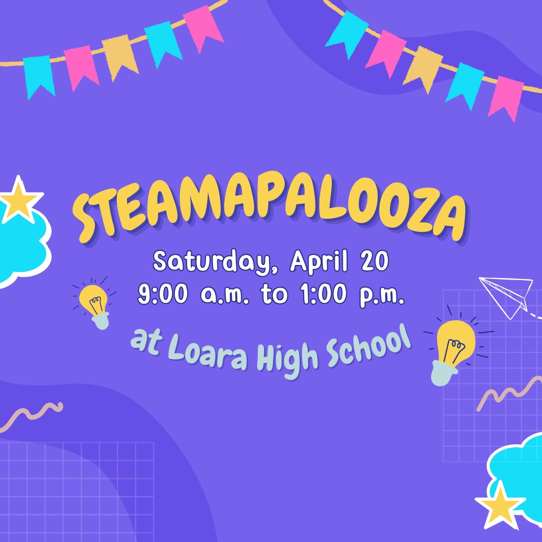 Hey, Irish! STEAMAPALOOZA is on Saturday, April 20 from 9:00 a.m. to 1:00 p.m. at Loara High. Be sure to attend as there will be a lot of activities!

Attending STEAMAPALOOZA also counts towards Saturday Academy, so make sure to sign up!
#KHigh4Life #EngageEducateEmpower -KG