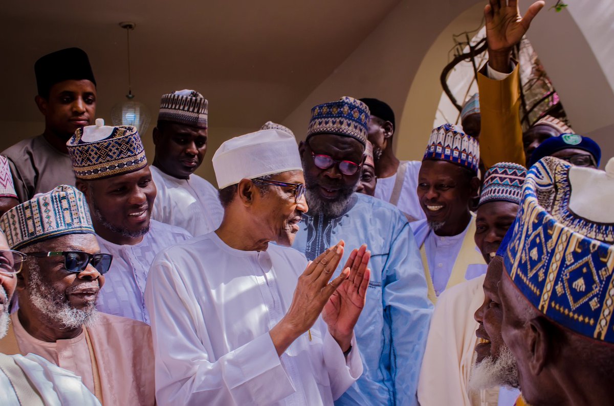 His Excellency Muhammadu Buhari received Sheikh Yakubu Musa Hassan Katsina at his residence in Daura, Katsina State, on 17th April 2024.