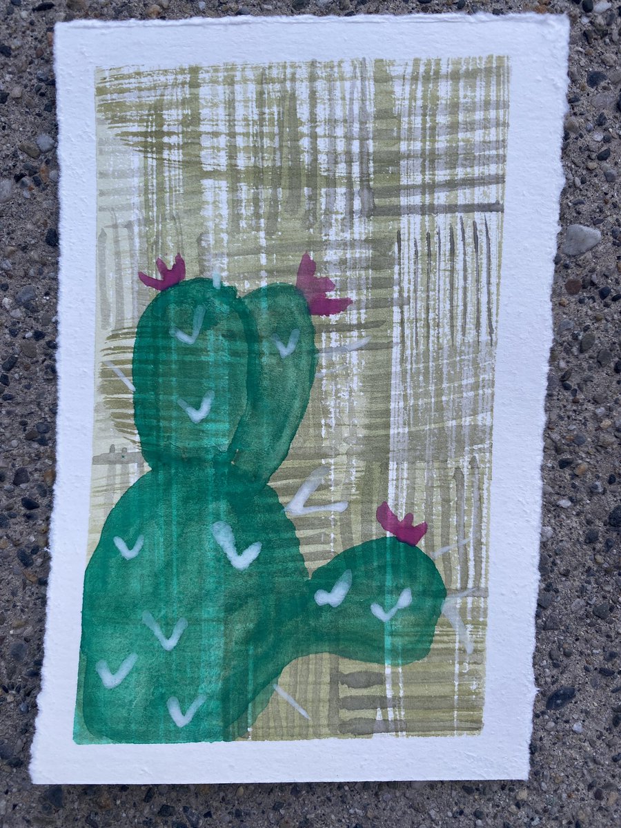 60/100 @dothe100dayproject #the100dayproject2024 #watercolor #the100dayproject #100dayproject  #brushshapepractice #abstractwatercolor #patterns #paintingpatterns #watercolorwash 

First layer fan brush strokes 
Second layer rotating lines in blocks
Third layer is the cactus