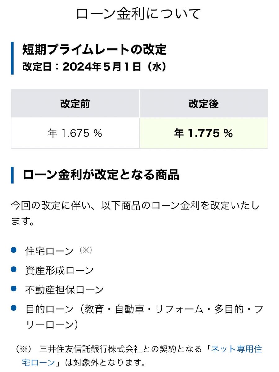 恐れていた事態がおきた。ついに変動金利があがる。住信SBIネット銀行が “変動金利” に影響する短期プライムレートを0.1%引き上げると発表。10月時点でこのままだと、来年1月の返済分から金利の負担が増えることに。住信SBIで変動の35年ローンを組んでるワタシは震えて  ...