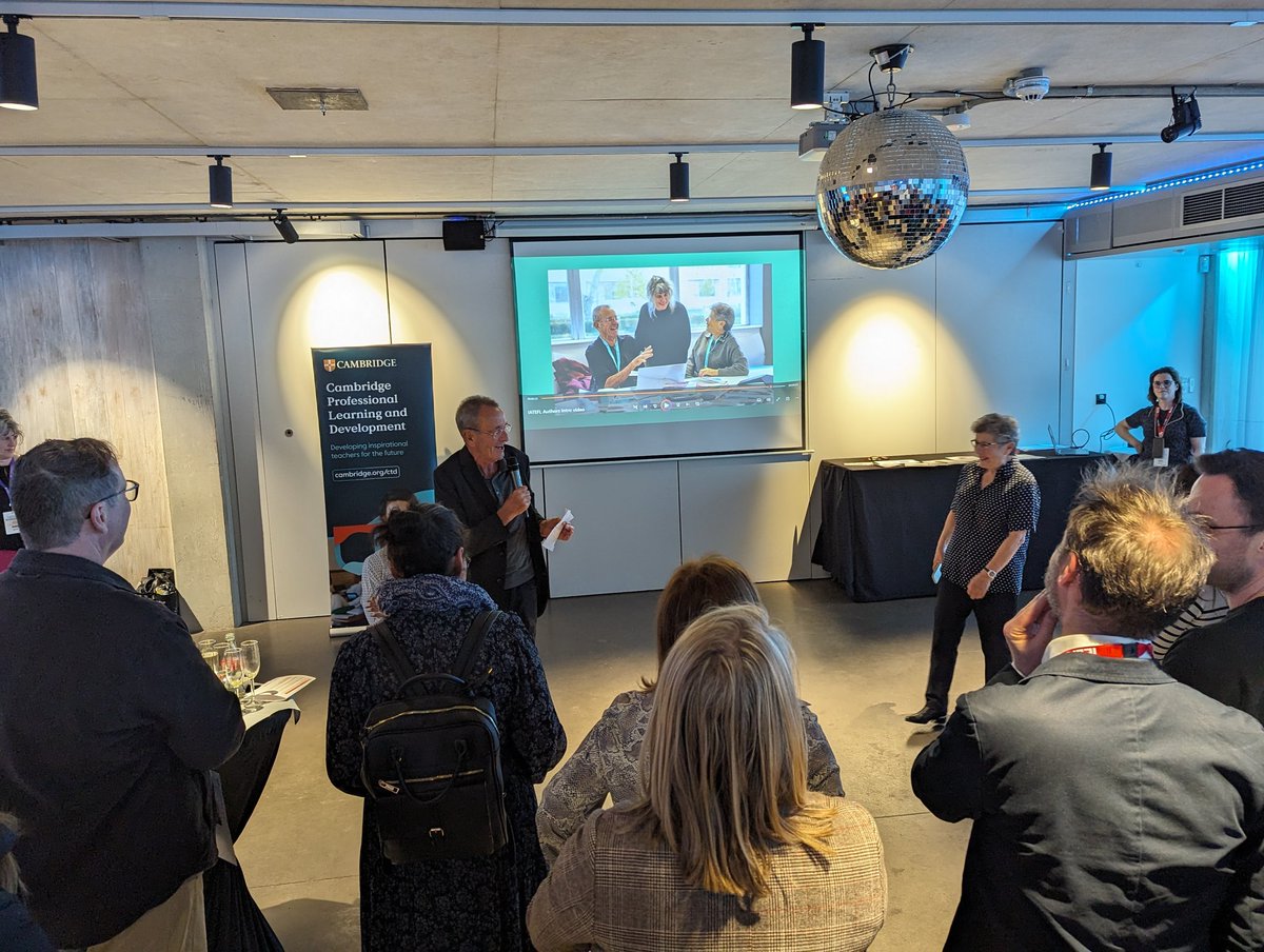 This thing alone was worth coming to #IATEFL2024 for. Penny Ur &amp; @thornburyscott hosting and exchanging jokes at the launch party of 100 Great Activities: The best of the <a href="/CambridgeUP/">Cambridge University Press</a> Handbooks for Language Teachers