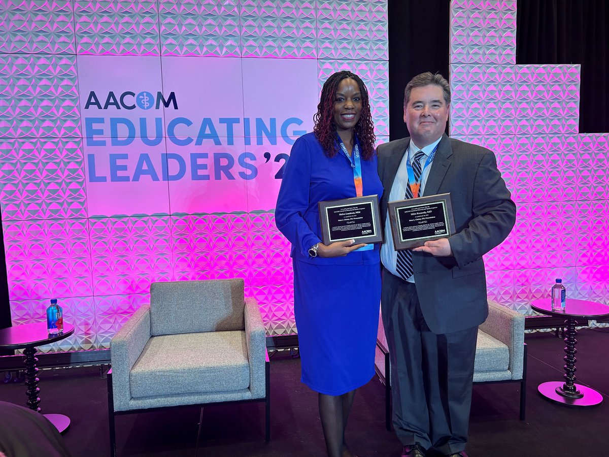 The @AACOMmunities Educating Leaders Conference is in full swing, and it was wonderful to see TCOM’s Melva Landrum and Dr. Mike Kennedy as part of the Dr. Meta Christy panel discussion. They gave great insight while honoring all that Dr. Christy did for osteopathic medicine. 👏