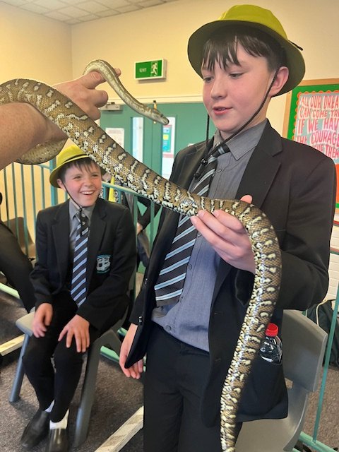 Wee Critters came for a return visit, to talk to our Year 8 Geography pupils about animals in the tropical rainforest ecosystem.  Pupils thoroughly enjoyed the interaction with the animals.  A massive thank you to Allan for his enthusiasm and for the informative sessions.