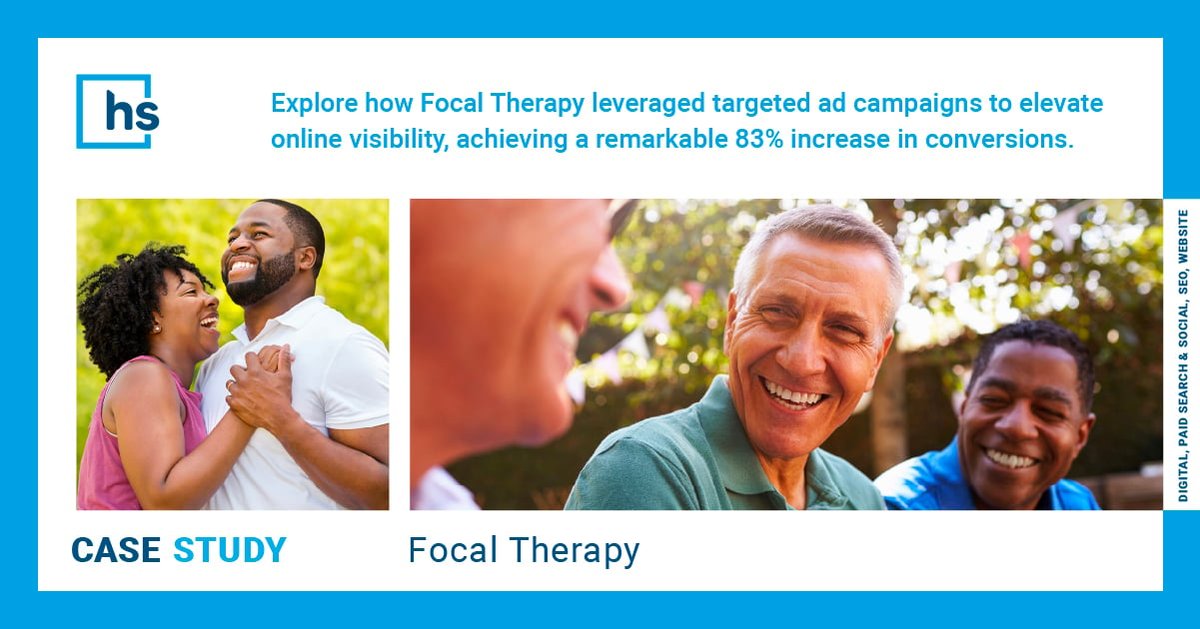 Explore our FREE Focal Therapy case study and discover how targeted paid search and social ad campaigns significantly elevated their online visibility, supporting an 83% increase in conversions. 

hubs.ly/Q02sZ1kg0
 
#healthcaremarketing #hcmktg #casestudy #paidsearch