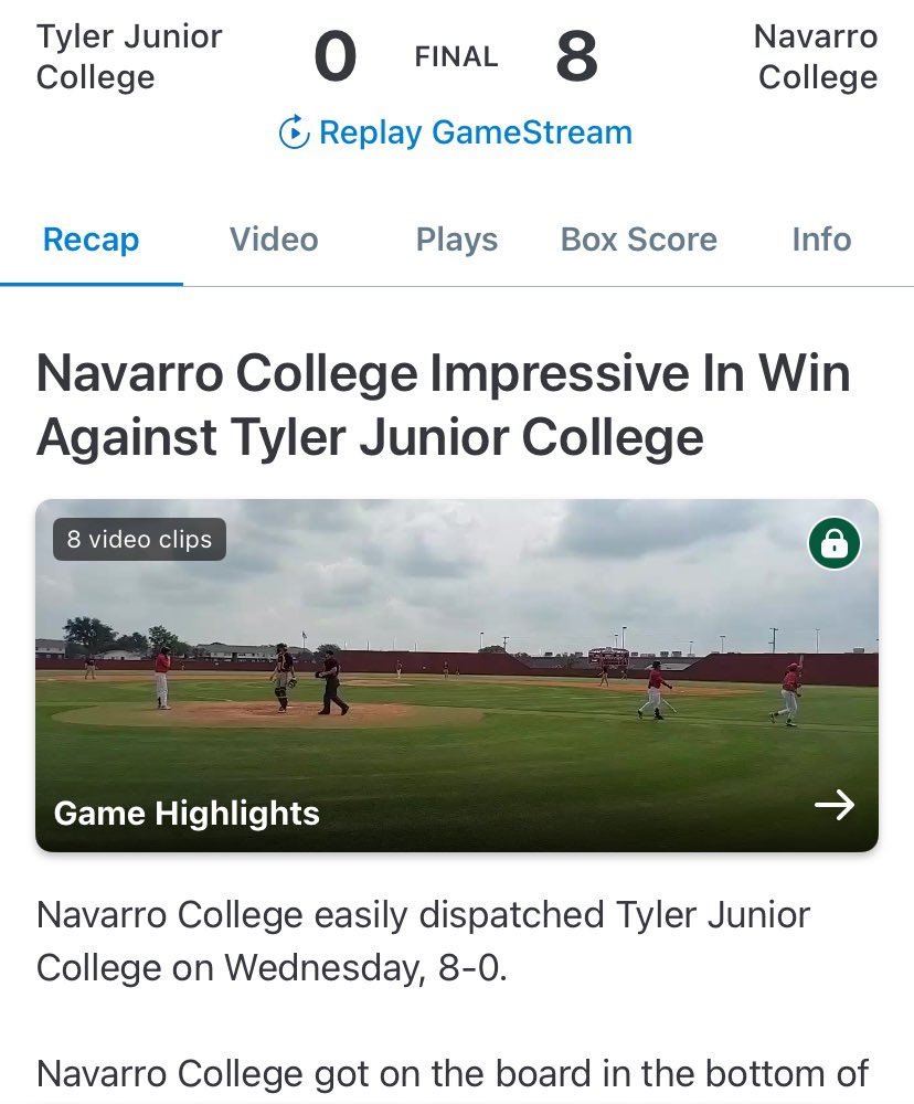 Good win on the diamond today for ⁦@NavarroBasebal1⁩ The Reg XIV leading Dawgs head to Tyler for a huge DH on Sunday to finish the series. ⁦@NavarroSports⁩