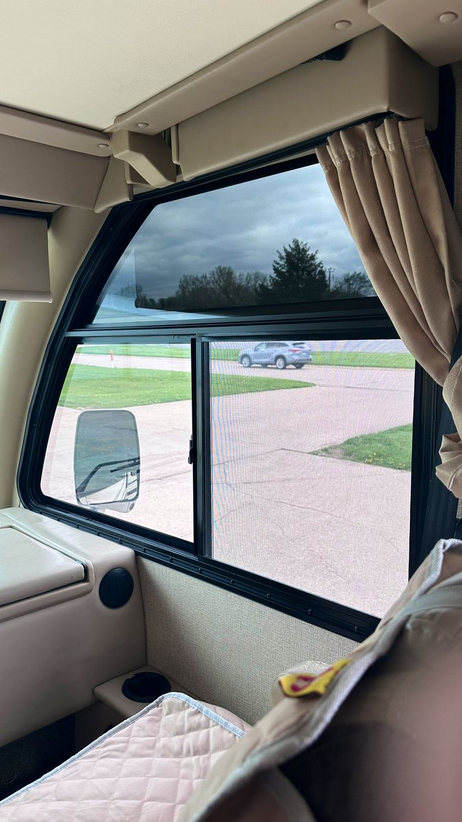 To clarify this is a customers RV. 

50 % windshield 

Side two lower windows 20% 
Side top window 5% 

#RV #Camping #Windowtint