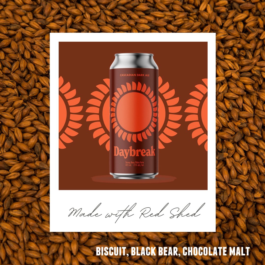 Made with Red Shed: International Women’s Day Brews ❤️ @CabinBrewing Collab- Calgary, AB Day Break Cascadian Dark Ale 🍺 ° Made with Red Shed Biscuit, Black Bear and Chocolate malt 🌾 Proceeds Supporting: Pink Boots Canada ✔️