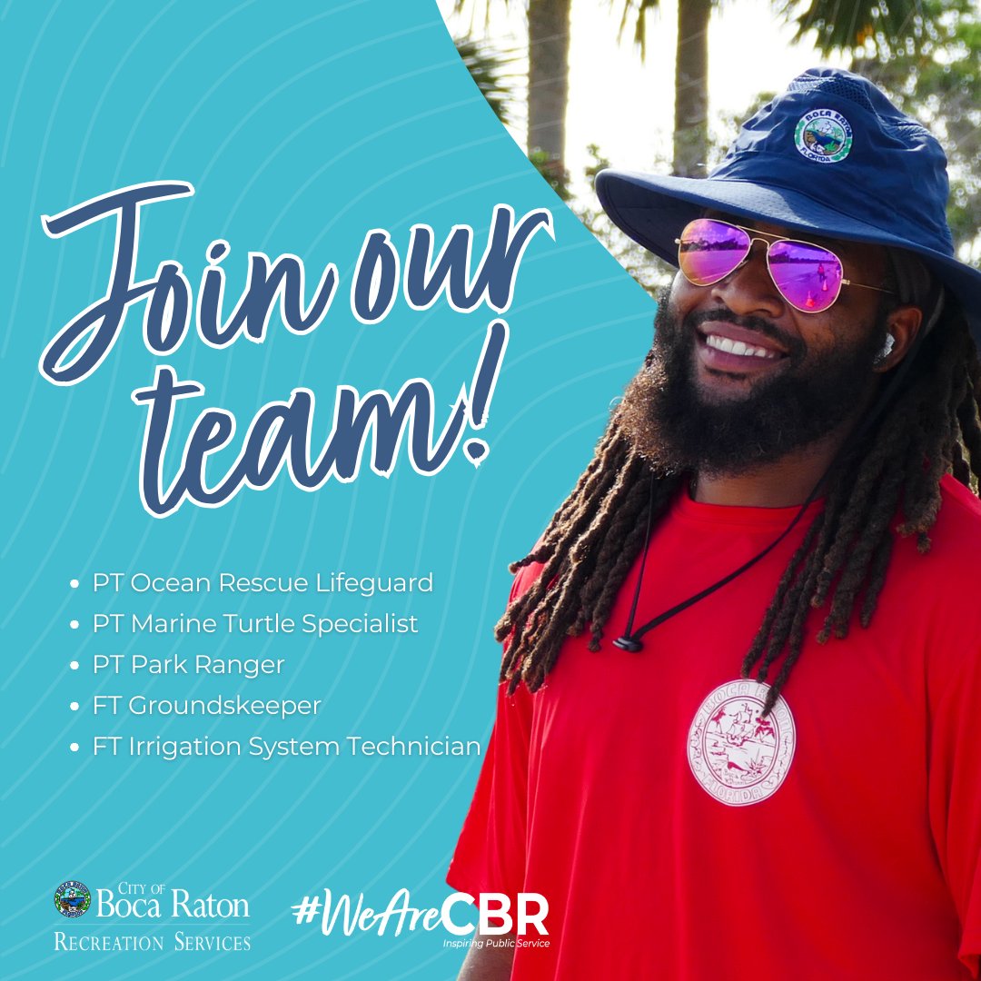 JOIN OUR TEAM! - Be a part of the team that helps make the city of #BocaRaton one of the best places to live, work and play! 🌴 ✅View all open positions and apply: myboca.us/RecJobs #BocaRecreation #LoveBocaRaton #jobs