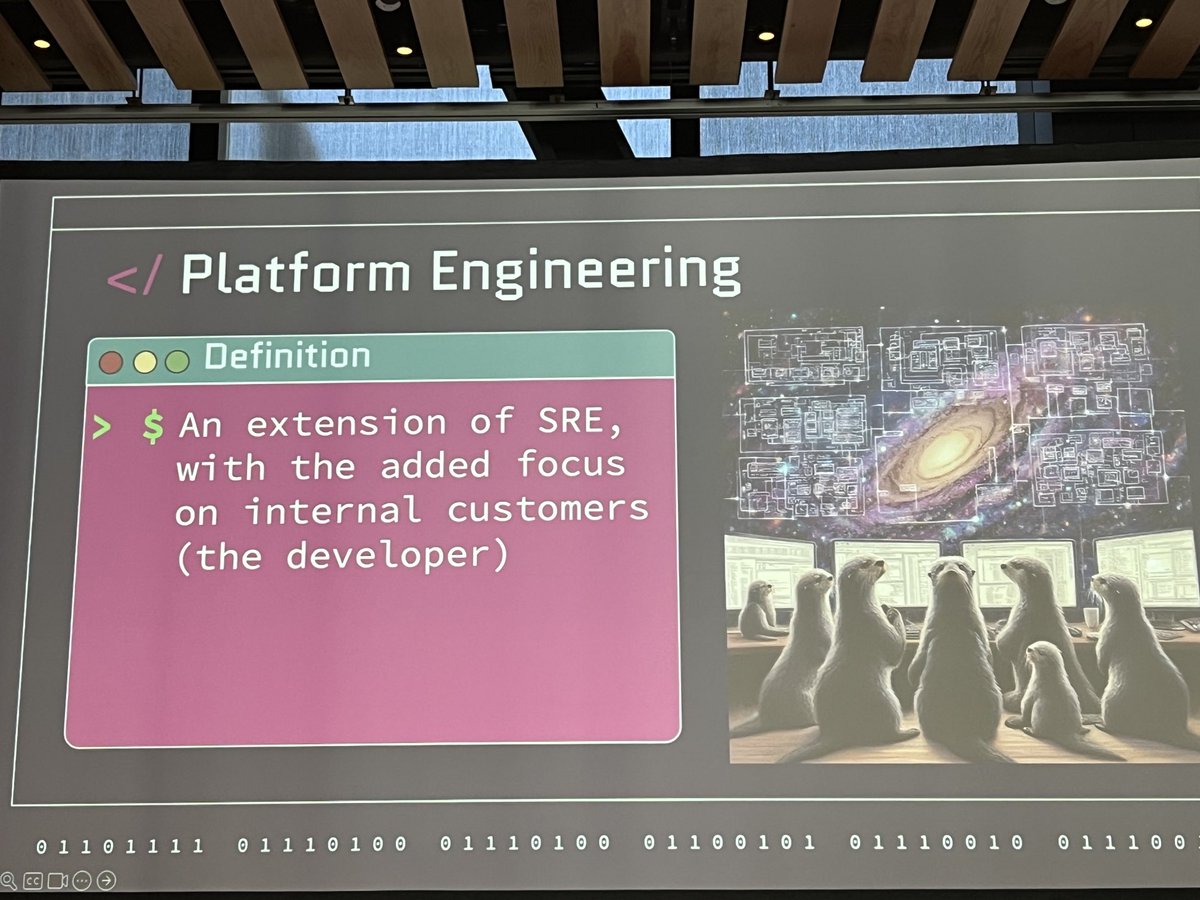 Good definition of Platform Engineering with focus on internal customers ( developers) #ossna