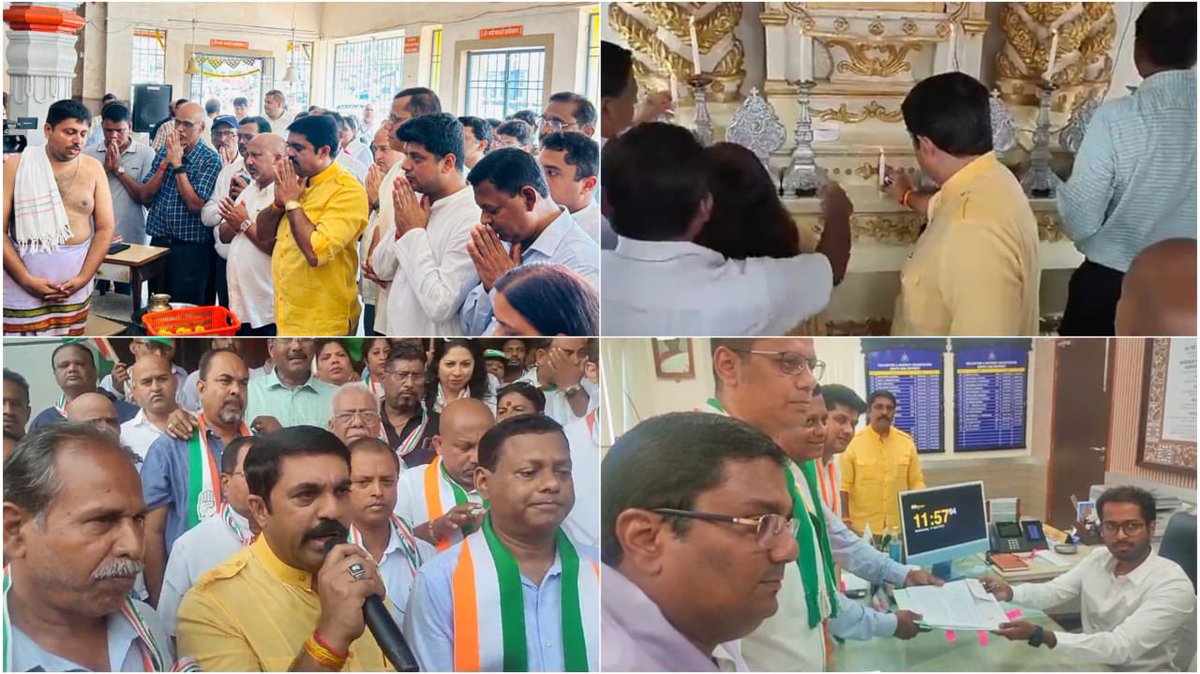 ACCOMPANIED BY THE BLESSINGS OF THE ALMIGHTY, AND THE SUPPORT OF PEOPLE. Prayed at Shree Dambab Ling, and St. Francis Xavier Chapel at #Fatorda before accompanying the candidate for South #Goa @ViriatoFern to file his nomination, along with INDIA Alliance leaders and supporters.