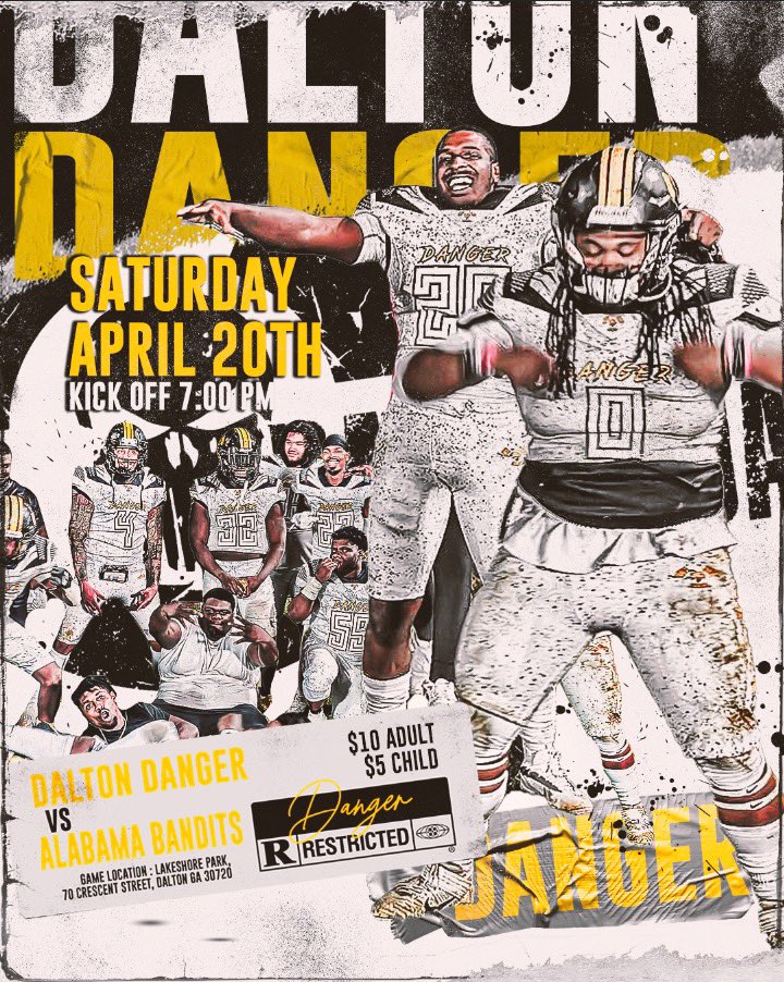 Come support your Dalton Danger-See you this Saturday 7pm Danger vs Alabama Bandits