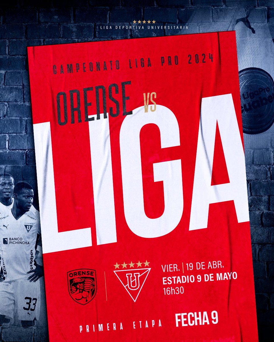 ¡Este viernes seguimos en modo #LigaProEcuabet 🏆! 🔜 Nuestros guerreros tienen una batalla en Machala ✈️ 🆚 #OrenseLIGA