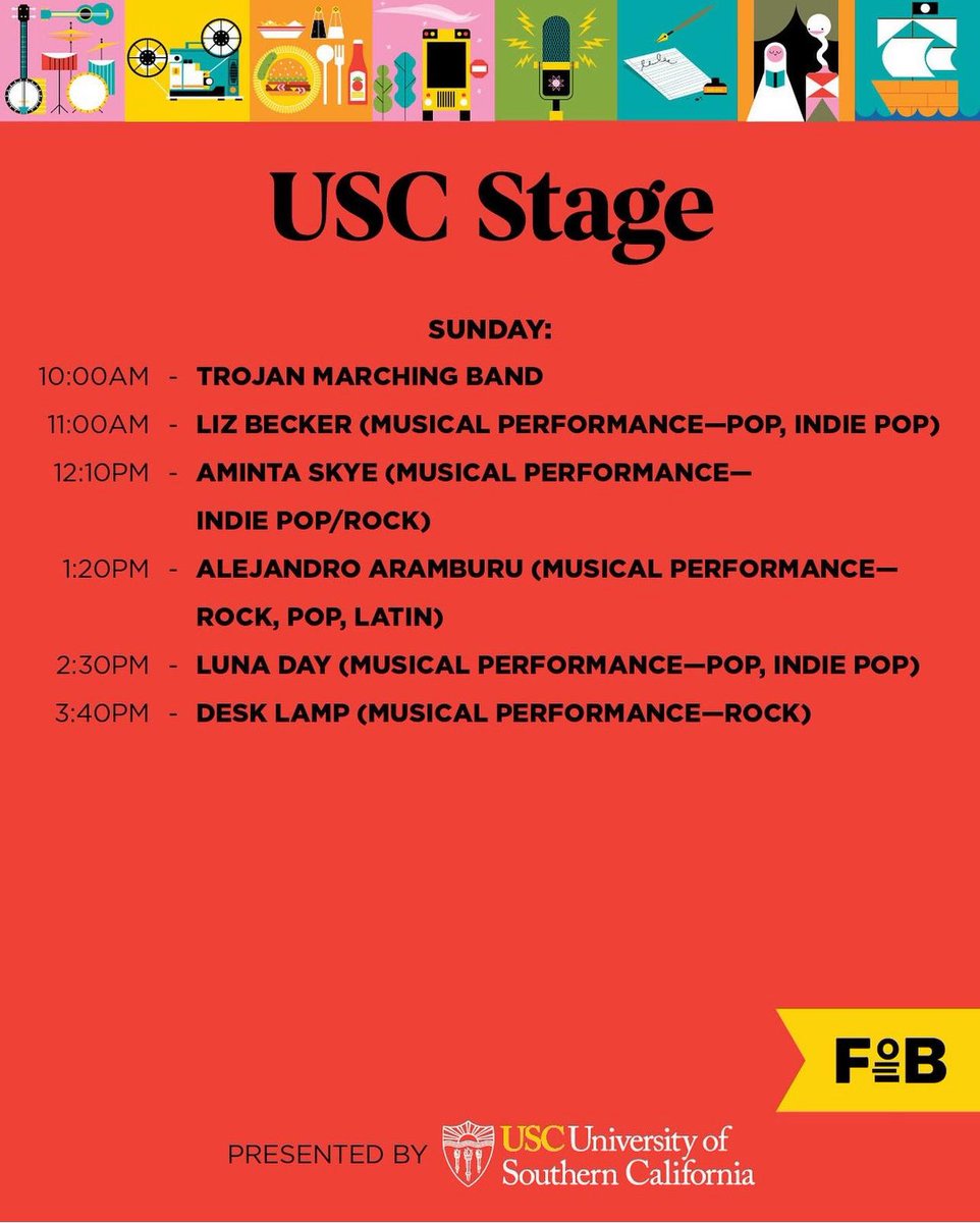 See you Sunday at 2:30 at @latimesfob with Luna Day! #LATimesFOB #USCStage #LunaDay #LunaDayBand