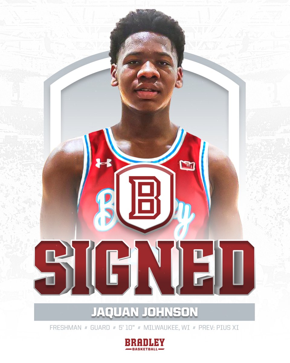 𝙊𝙛𝙛𝙞𝙘𝙞𝙖𝙡𝙡𝙮 𝙖 𝘽𝙧𝙖𝙫𝙚! 🏀 🖊️ Jaquan Johnson continues the MKE ➡️ PIA connection! Jaquan comes to Bradley by way of Pius XI in Milwaukee, WI.