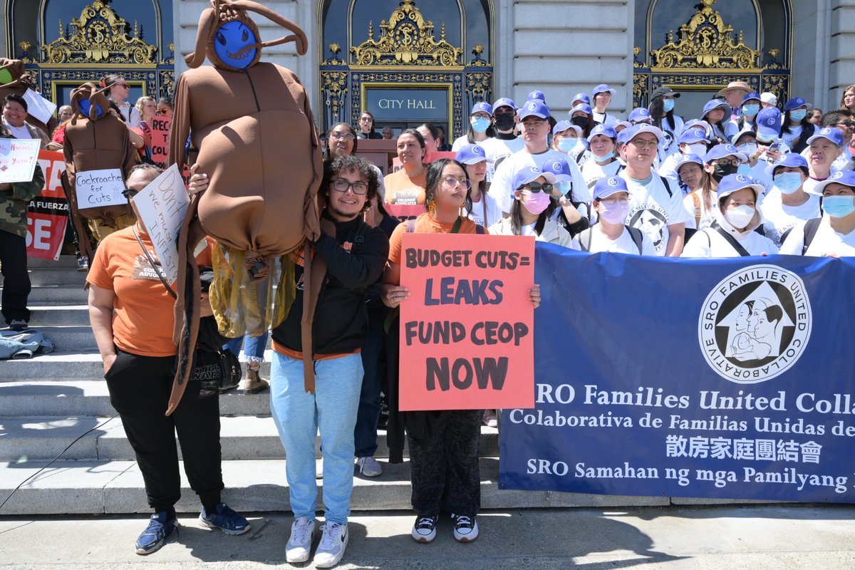 🏘️ Every San Franciscan has the right to live here. Today, hundreds SRO tenants, working families of color, youth and elders gathered at City Hall to call for a budget that prioritizes our communities and ensures safe, affordable housing for all! #SFpeoplesbudget #sfloveusback