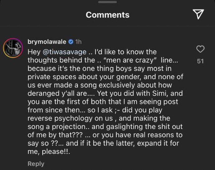 Olamide0fficial's tweet photo. Brymo drags Tiwa Savage &amp; Simi for “Men Are Cråzy” line. Another wahala has started 😂😭 https://t.co/cfbvucsjlh