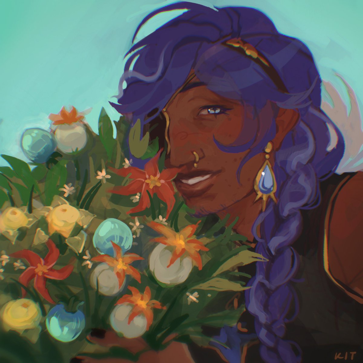 #kaeya with pretty flowers for rodya from ko-fi🫶🏻