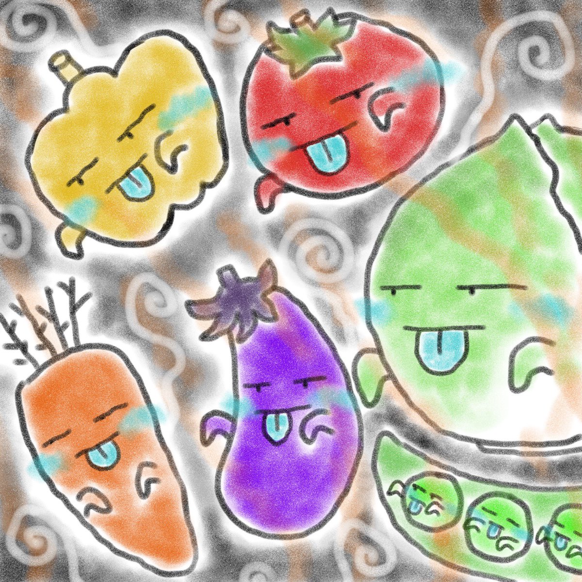 mayu82488's tweet image. イラスト100日毎日投稿　71

🍆🫑彷徨える魂たち🍅🥬

残さず食べてね❣️👻

#野菜　#オバケ　#イラスト　#毎日投稿　#イラスト好きさんとつながりたい