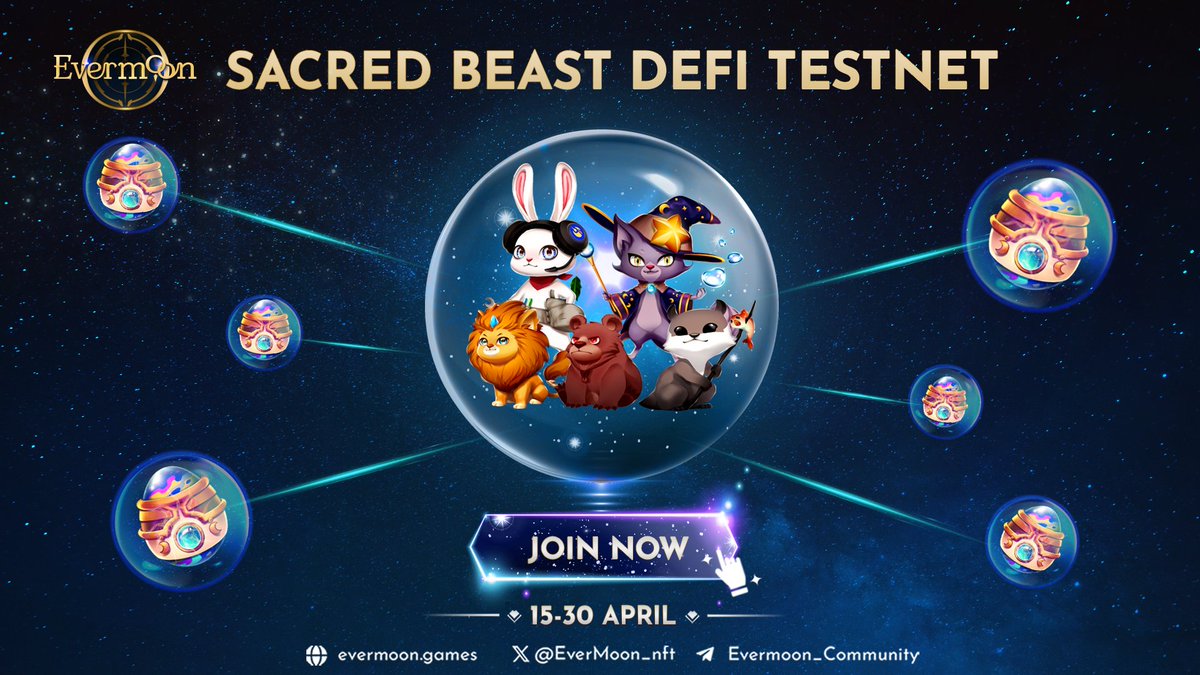 timaxbt's tweet photo. Ready to dive into the action? @EverMoon_nft's 'Sacred Beast Testnet' is LIVE! 🔥

Embark on the adventure 👉 https://t.co/pTAMKxw93u

✨ Explore Sacred Beasts 
✨ Mint a Sacred Egg 
✨ Complete quests, level up 
✨ Win tokens & whitelist spots

Join now for a chance at a 'Sacred Egg' and a share of 1M $EVM tokens! Don't miss out. 🔥 

Live from April 15-30, 5 PM GMT+7 ⏰

More info: https://t.co/UX3zHfK9EI

#Evermoon #SacredBeast #Web3gaming #MOBA