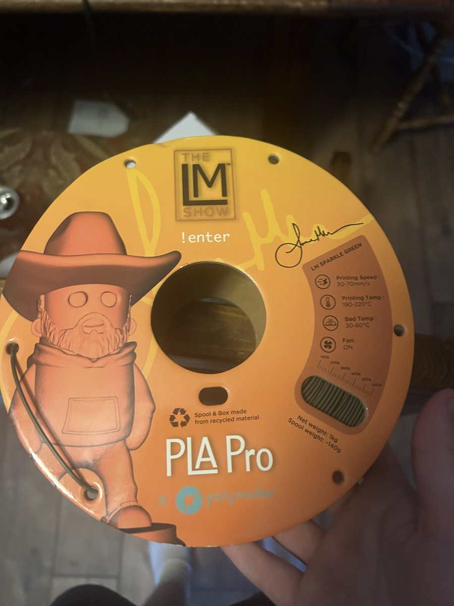 Calix2026's tweet photo. First spool of LM sparkle green @loyalmoses @Polymaker_3D https://t.co/2Kklk985fN