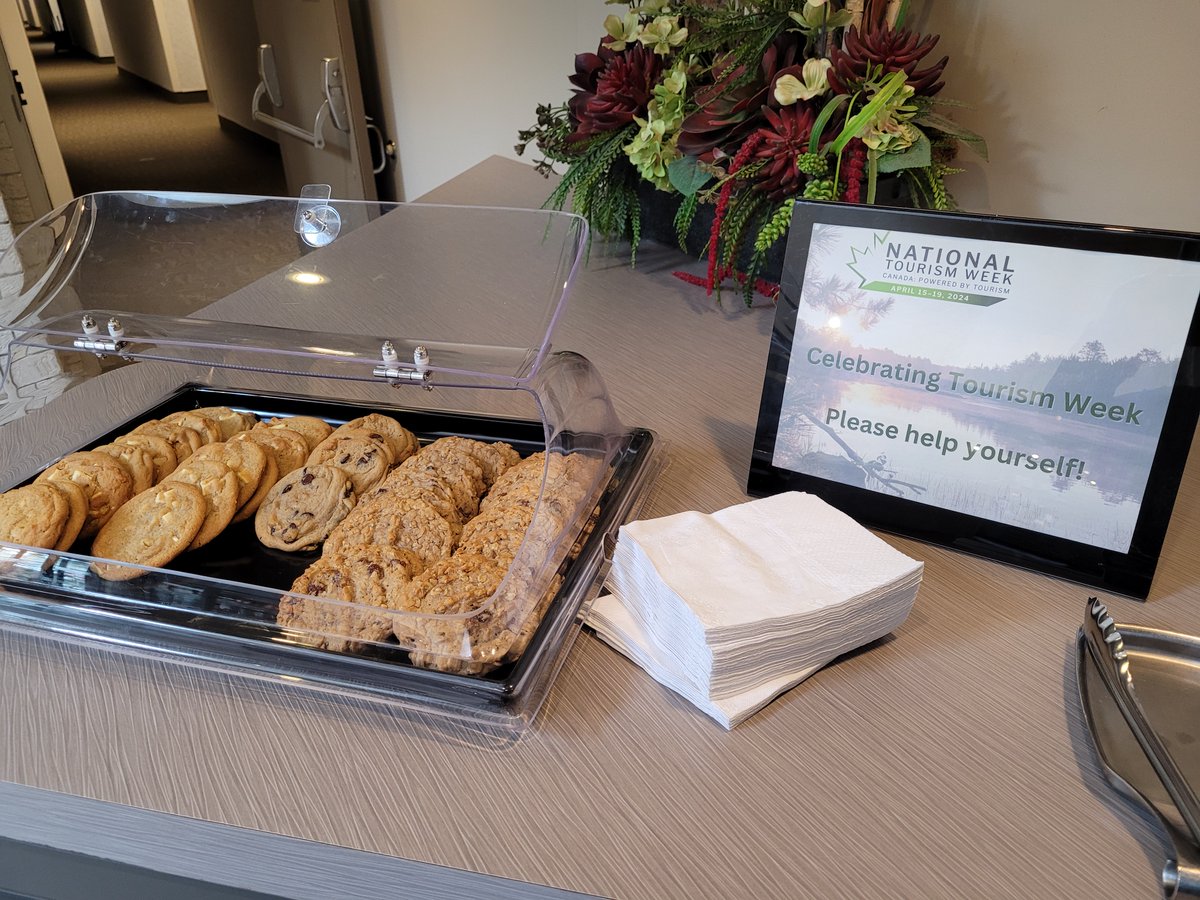 Our Guests can enjoy freshly baked cookies today as part of our Tourism Week celebrations! #weloveourguests #TourismWeekCanada2024 #GoGreen #DiscoverSudbury