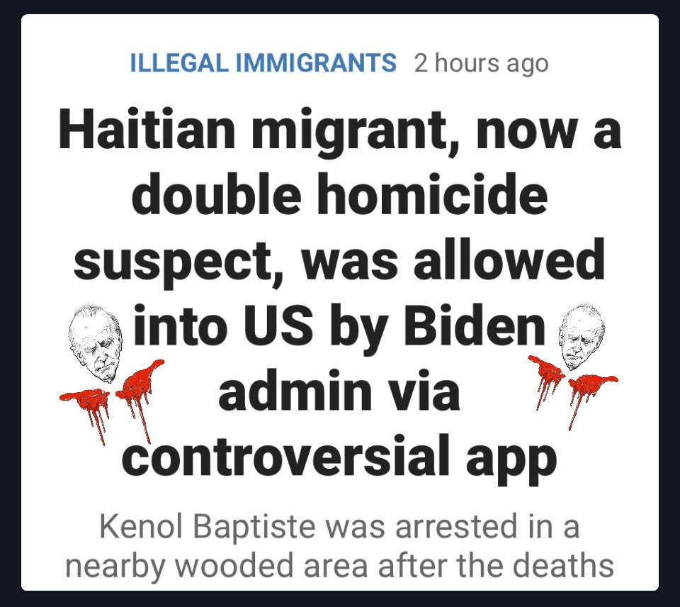 Haitian migrant, now a double homicide suspect, was allowed into US by Biden admin via controversial app

foxnews.com/politics/haiti…
#BidenBorderBloodbath #BidenBorderInvasion #BidenHatesAMERICA