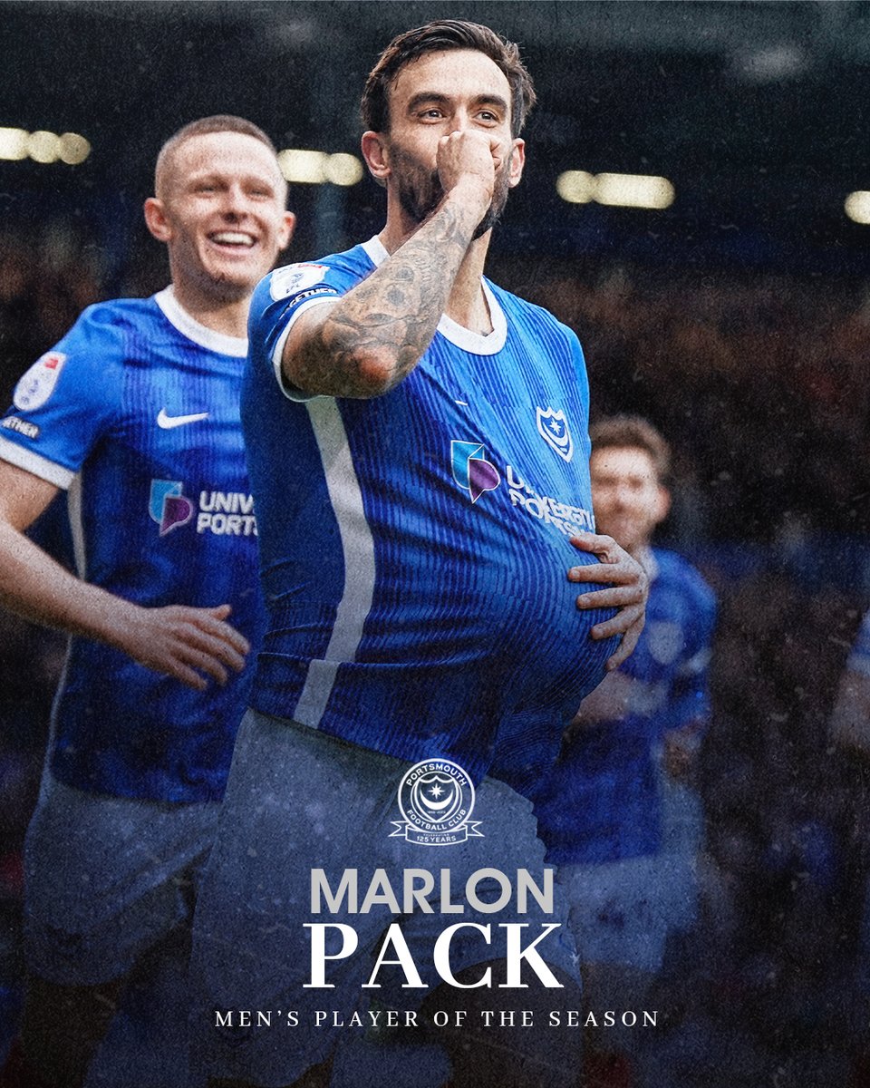 Pompey's tweet photo. Skipper 🫡

🔵 Your #Pompey Men's Player of the Season: Marlon Pack! https://t.co/C3JFge751I