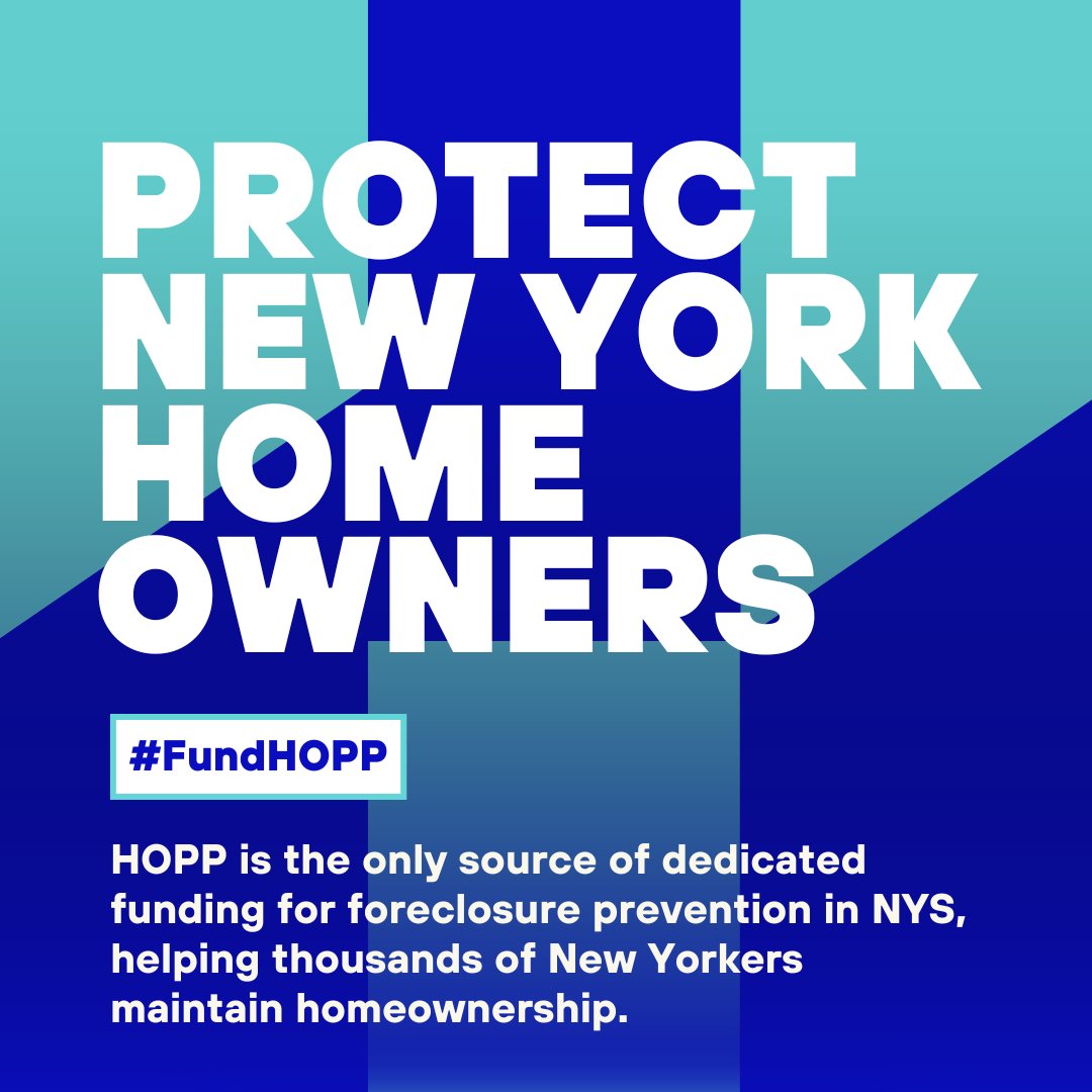 HOPP is the only source of dedicated funding for foreclosure prevention in NYS, helping thousands of New Yorkers maintain homeownership. This legislative session our leaders must #fundHOPP in the final budget to protect NYS homeowners! @GovKathyHochul