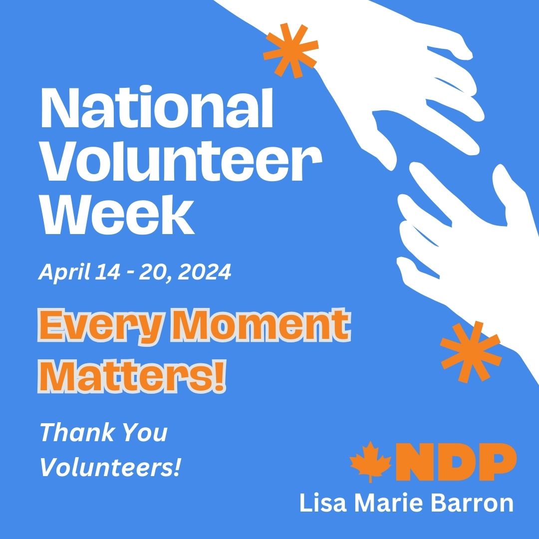The theme for #NationalVolunteerWeek: 'Every Moment Matters,' is more relevant now than ever, and I'm grateful for all the dedicated volunteers in our communities! Do you know an outstanding volunteer? Nominate them for a Canadian Volunteer Award here: bit.ly/3JmgIph