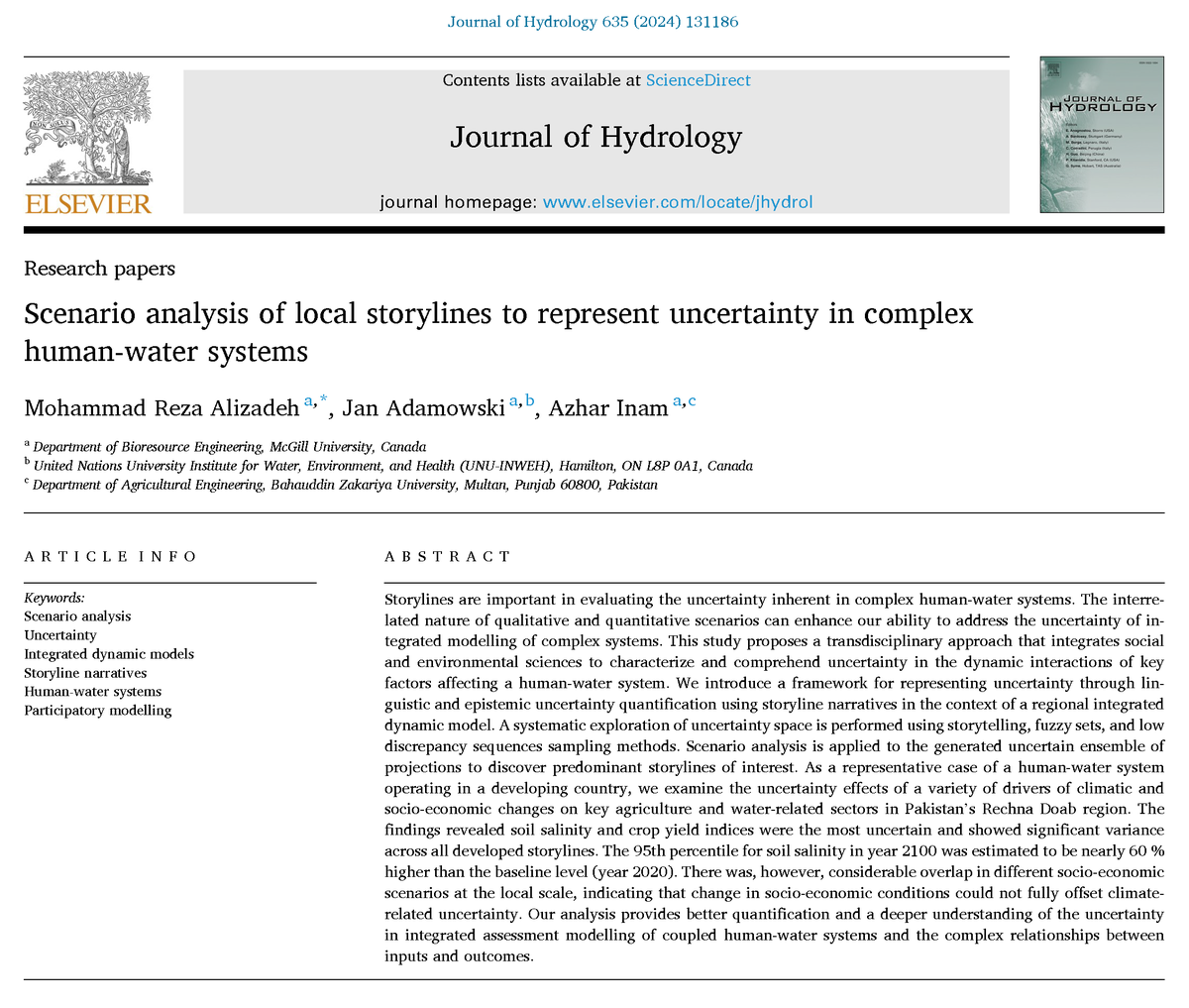 📢 How can local storylines enhance uncertainty quantification in human-environmental systems?

📜Explore our latest paper: "Scenario analysis of local storylines to represent uncertainty in complex human-water systems."🌊💧
bit.ly/3Jn5IYR

#Sustainability #ClimateChange