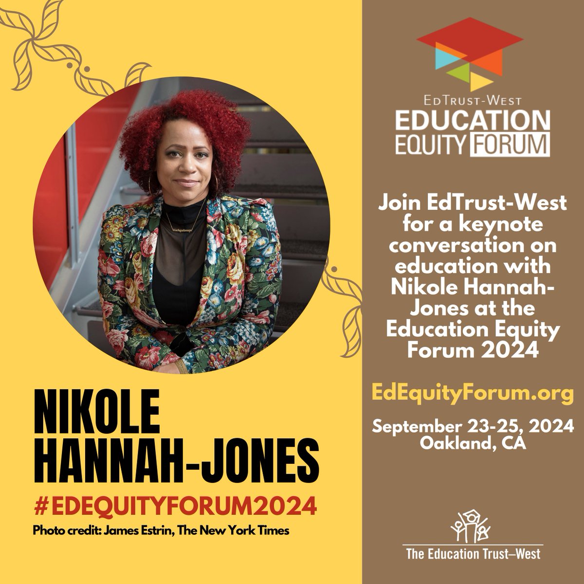 Registration is now open! We are thrilled to announce the 5th #EdEquityForum and our keynote conversation with @nhannahjones! Join us September 23-25 in Oakland for Ed Equity Forum 2024: Authenticity & Action! #EdEquityForum2024 #CAEdu edequityforum.org