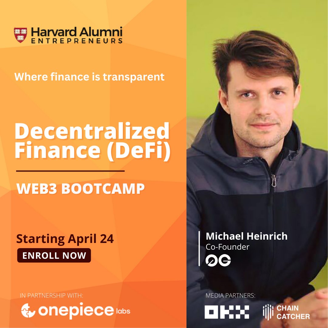 Michael Heinrich, the Co-founder of 0G, is at the helm of this transformative movement, leveraging DeFi to provide financial services that are open and accessible to all.

harvardae.org/academy-founda…

#Web3 #Web3bootcamp #DeFi #DecentralizedFinance #HarvardAE #Web3Foundation