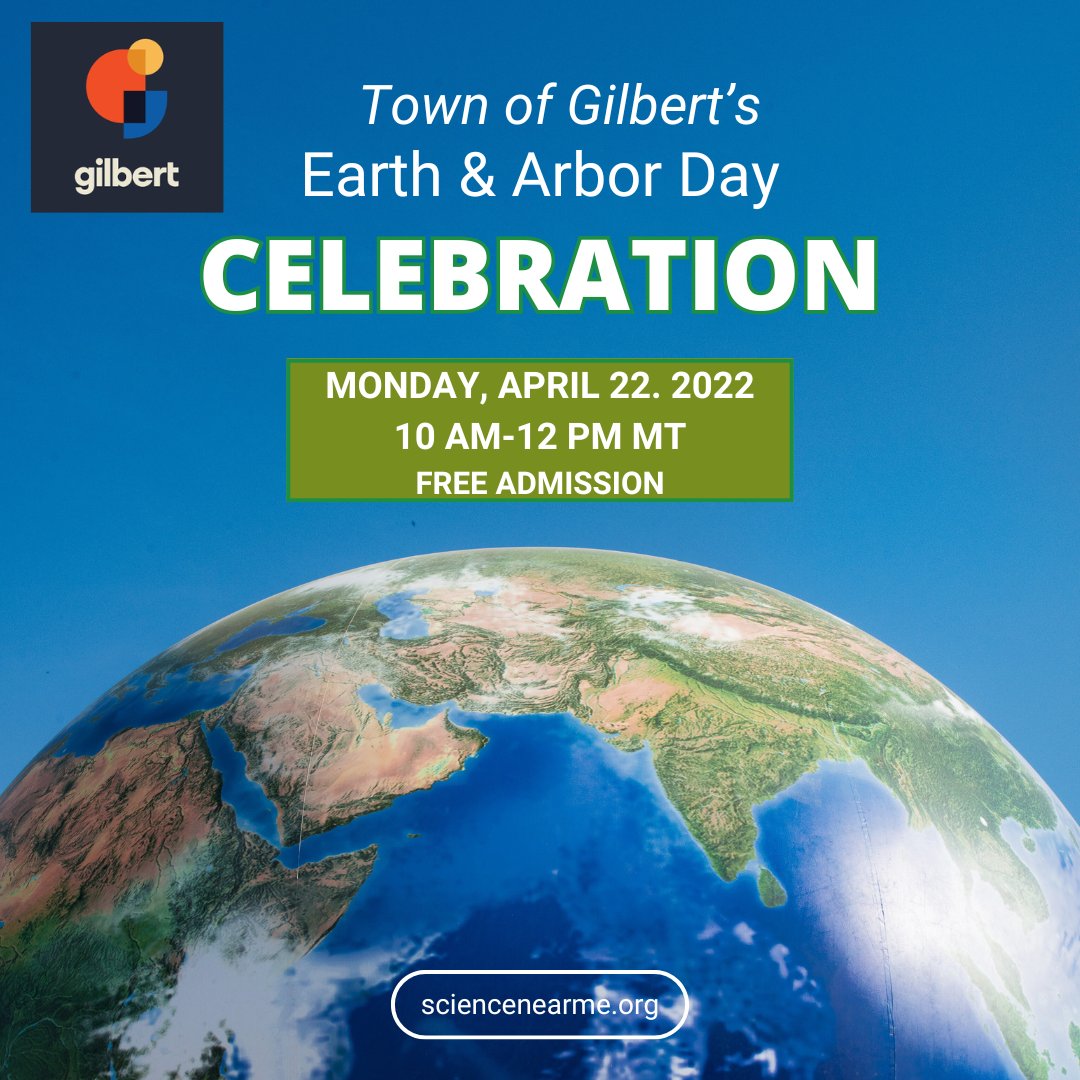Don't miss the Annual Earth & Arbor Day Celebration 🎉 in Gilbert, AZ! Celebration happens on April 22 at the 📍McQueen Park Activity Center from 10-2 PM MST. Admission is free for all. Discover how you can make a difference in the world around us 🌍. bit.ly/3Q4zxRP