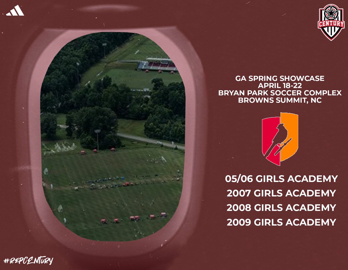 Good luck and safe travels to our <a href="/GAcademyLeague/">Girls Academy</a> teams who head south to Browns Summit, NC to play in the GA Spring Showcase! #RepCentury ✈️