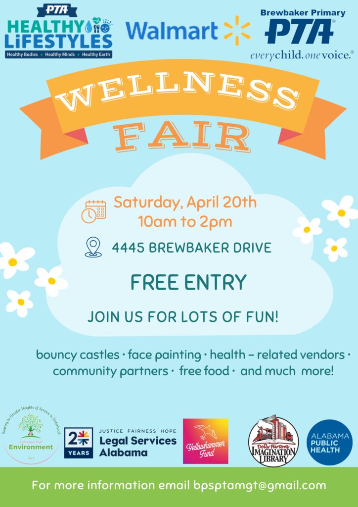 Join the Brewbaker Primary PTA for a family-friendly wellness fair this Saturday!