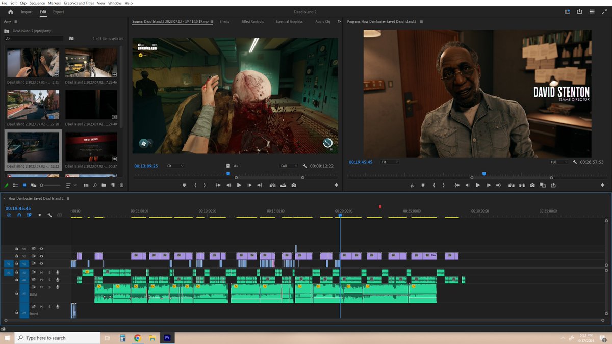 Editing the new Dead Island 2 video. Having a blast.