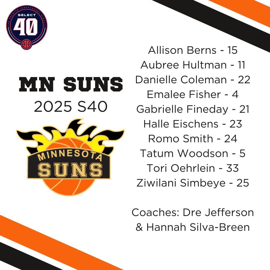 Roster Drop for the Minnesota Suns 2025 S40 Team!