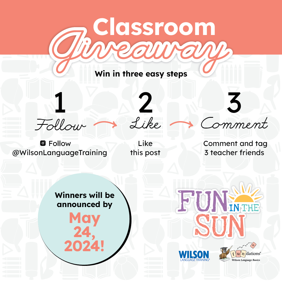 Spring into Summer with our FUN in the Sun classroom giveaway contest! Enter to win #Fundations backpacks filled with summer fun goodies for every student in your class! Plus, teachers win our new Fundations Readers decodable books. Enter on our Instagram: @wilsonlanguagetraining